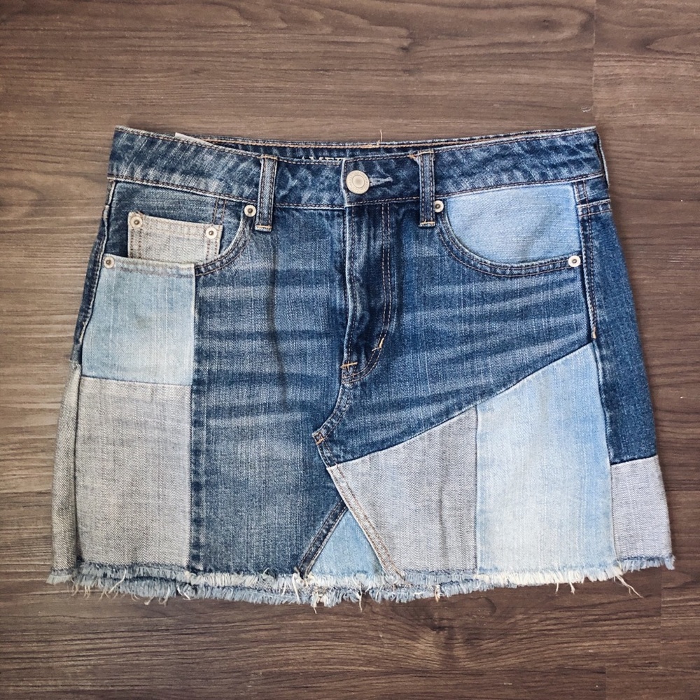 American Eagle Highrise Festival Denim Mini Skirt